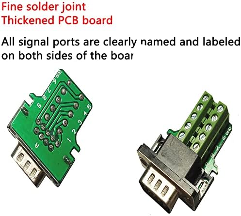 Shanfeilu DB9 Збег конектор со жици без лемење терминал RS232 D-Sub Male Serial Adapter 9Pin Port Buckout Board Black Gure Core со кутија,