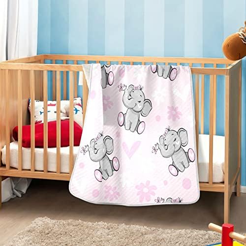 Кигаи слатко слон розово бебе ќебе меко и топло креветчето ќебе 30х40 инчи, кои примаат ќебиња за креветчето за шетач за расадници