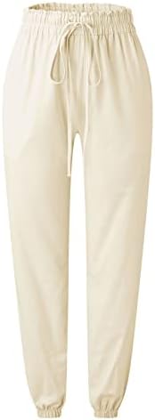 Канцелариска облека женски обични еластични еластични половини цврсти удобни обични памучни панталони со женски панталони за хартиени торби