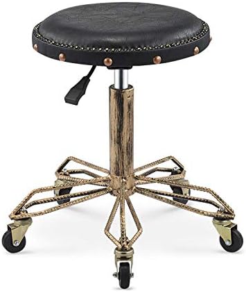 Столчето за лифт на килими на тркалото ， столче за работна клупа со црно синтетичко кожено седиште ， прилагодлива висина 51-65