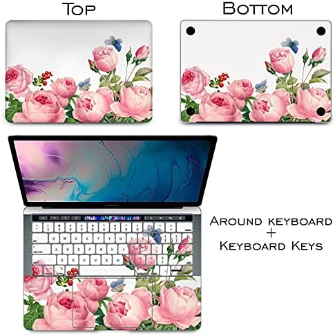 Lex Altern Vinyl Skin компатибилен со MacBook Air 13 Inch Mac Pro 16 Retina 15 12 2020 2019 2018 Симпатична розова роза цвеќе цвеќиња