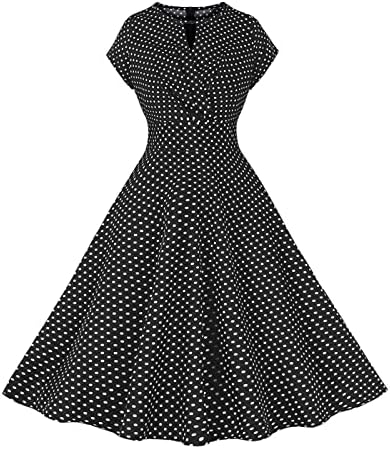 Fragarn црковни фустани за жени 2023 година, женски модни обични тенок тенок печатено тркалезен врат со фустан со краток ракав со ремен