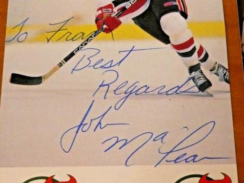 Macон Меклеан потпиша разгледница во боја на ѓаволи со JSA COA - Автограмирана НХЛ Фотографии
