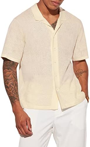 Jmierr машка лежерна стилска стилска кратка ракав копче за плетенка со кошули на плажа од кошули на плажа