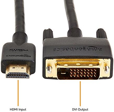 Амазон Основи HDMI До DVI Адаптер Кабел, Двонасочна 1080p, Позлатени, Црна, 3 Нозе, 1-Пакет
