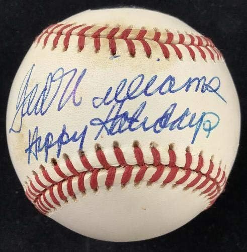 Тед Вилијамс потпиша бејзбол Браун Редсокс Аутограм Среќен празник inscr hof JSA - Автограмирани бејзбол