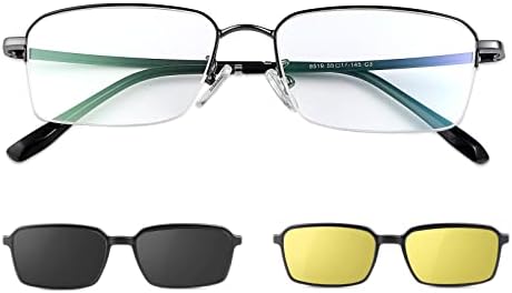 Девирлд прогресивно мултифокално читање очила мажи жени анти-сина светлина УВ со 2 магнетни поларизирани очила за сонце за сонце 2 во