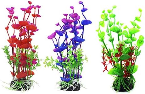 Вештачки водни растенија пластични подводни растенија поставени аквариум риба резервоар украс украс 2 пакет црвена, виолетова,