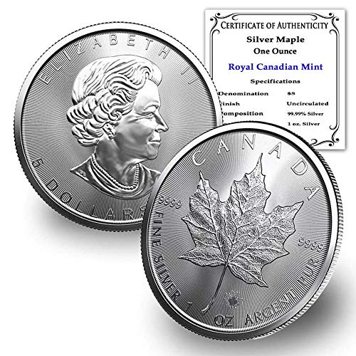 2021 КА 1 мл Сребрена Канадска Монета Од Јаворов Лист Брилијантна Нециркулирана Со нашиот Сертификат за Автентичност 5 5 БУ
