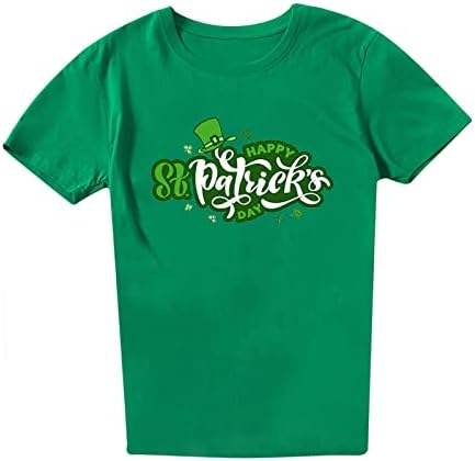 Денот на Свети Патрик зелени кошули женски кратки ракави маица симпатична y2k кошула врвови тинејџерски девојки о-вратот маички од кошула