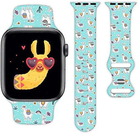 Llama Alpaca Watch Band компатибилен со Apple Watch 38mm 40mm 41mm 42mm 44mm 45mm Силиконски рачни ленти замена за каиш за жени