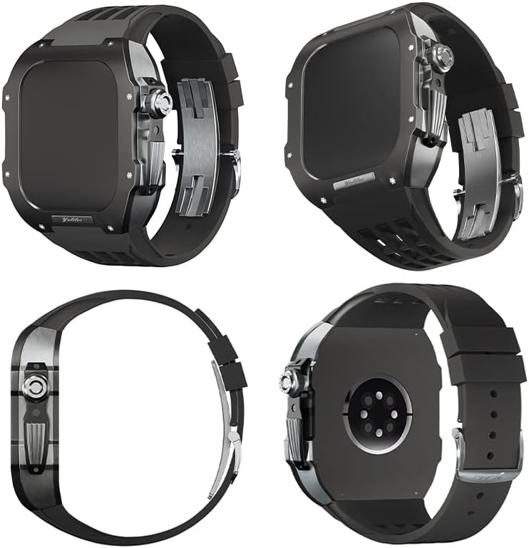 NEYENS Луксузен Часовник Бенд, за Apple Watch 6/5/SE/4 Серија Титаниум Случај+Флуорорубер Луксузен Часовник Бенд за Iwatch 44mm Часовник