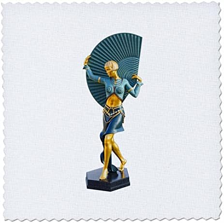 3дроза Статуетка На Арт Деко на фигура која држи голем вентилатор-Ватенка Квадрати