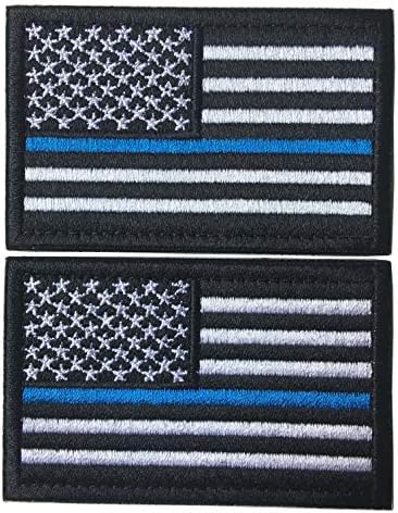 Пакет 2 парчиња-тактичка полиција за спроведување на законот Тенки сина линија Американско знаме САД Соединетите држави на Америка воени закрпи