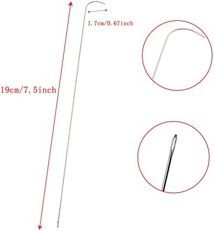 Игла за вртење на мушка Bllndx 9pcs 7,5 инчи Биг очите криви игли челична игла за жица семе од мониста
