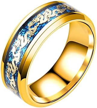 Прстени од не'рѓосувачки челик за жени, гроздобер златен змеј гравура за гравура за мажи кои се ставаат прстени за ангажман за дами унисекс