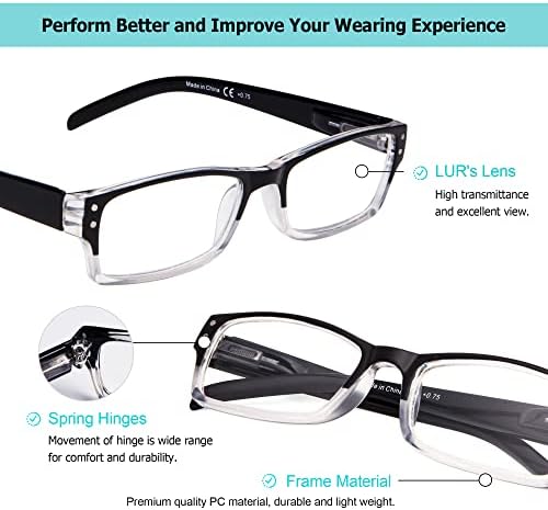ЛУР 4 Пакувања Класични Очила За Читање + 3 Пакувања Полу-раб Метални Очила За Читање