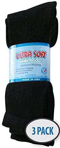 Док Орто Ултра меко лабаво вклопени дијабетични чорапи за мажи и жени, 3 пара, екипаж