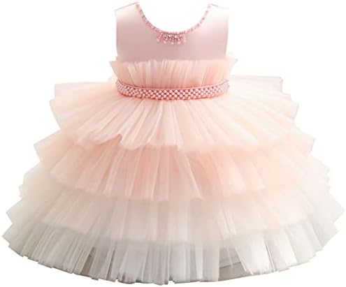 Чикрија новороденче бебе девојки избришани бисери крштевање принцеза забава роденденски фустан свадба цвет фустан