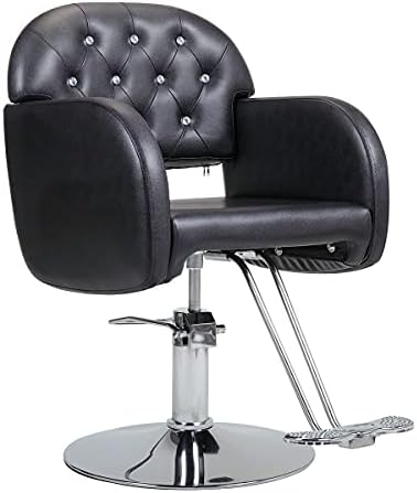 Флоиин Барбер стол ПВЦ кожа со дијамант за фризерски стол хидрауличко кревање за убавина стол црно
