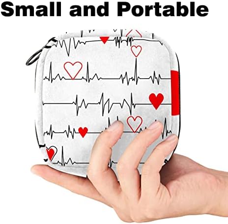 Торба за складирање За Хигиенски Влошки За Салфетки, Пренослива За Жени Девојки Што Се Перат Еднократно, ЕКГ Црвено Срце