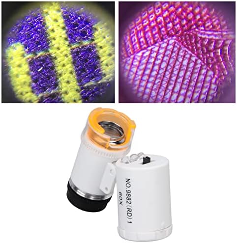 Мини Зголемување На Микроскопот, Opономски Акрилни Оптички Леќи 60X LED Светло Пренослив Накит Идентификувајте Микроскоп Со Торба