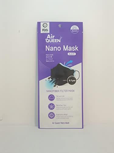 ВОЗДУШНИ нано влакна маска за возрасни, поединечно завиткани, направени Во Кореја, [Црна, 5 парчиња]