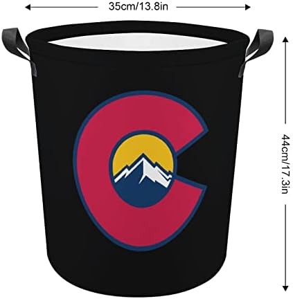 Колорадо Стогодишнини Лого Кошница За Перење Алишта Со Рачки Тркалезна Корпа За Складирање На Алишта Што Се Склопуваат За Спална Соба Бања