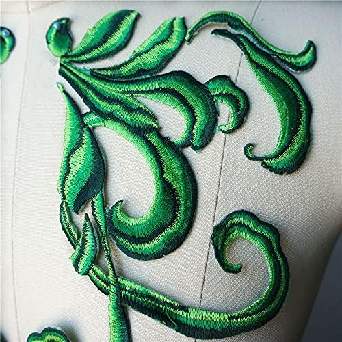 ZYZMH 2 парчиња зелена ткаенина апликации шијат железо на закрпи извезена јака за облекување облеки за венчавки