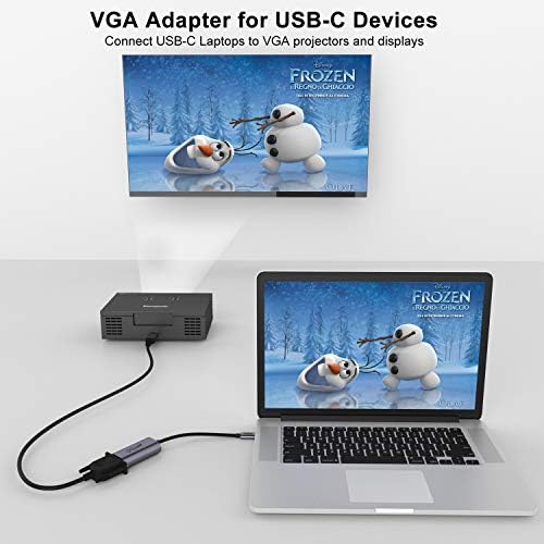 QGeeM USB C ДО VGA Адаптер Кабел, VGA ДО USB Тип C Адаптер [Компатибилен Thunderbolt 3] Компатибилен Со Macbook Pro 2019/2018/2017 Macbook