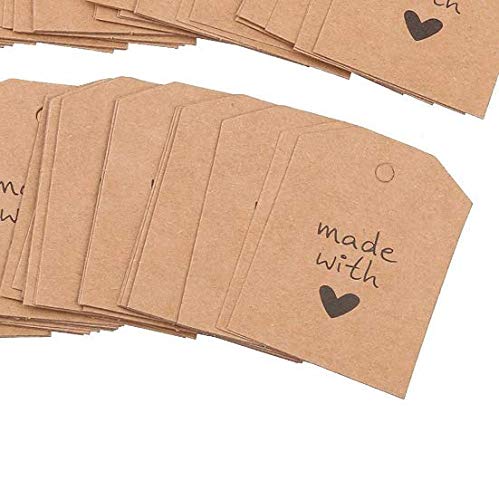 WOIWO 100 Парчиња/Пакување DIY Крафт Хартија Направена Со Етикета За Пакување Со Љубовни Подароци Испрати Јаже Од Коноп