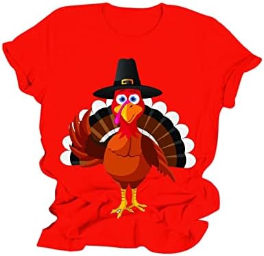 Денот на благодарноста на Денот на благодарноста, печатено кратко ракав, екипаж на вратот, маица, врвна женска памучна маичка