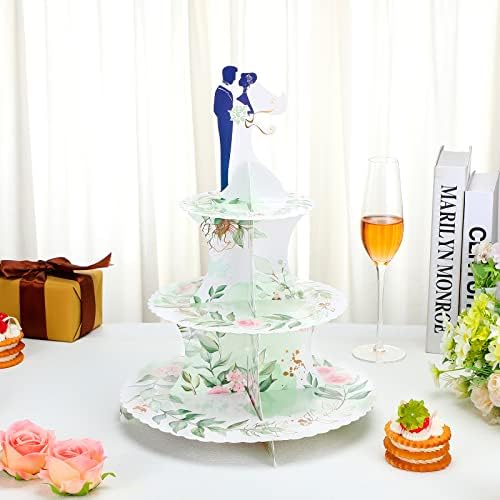 3 нивоа свадбени кекс -стојат свадбени забави, мудрец зелена свадбена забава декорација на држач за десерт кула за роденденска свадбена
