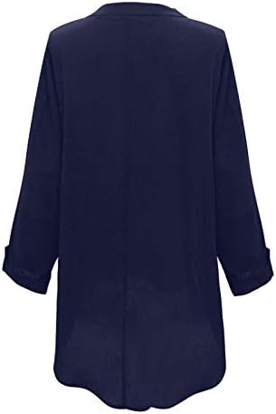 Женски врвови за туника да се носат со хеланки плус големина женски кошула ракавички ракавички врвни кошули женски блуза V ne