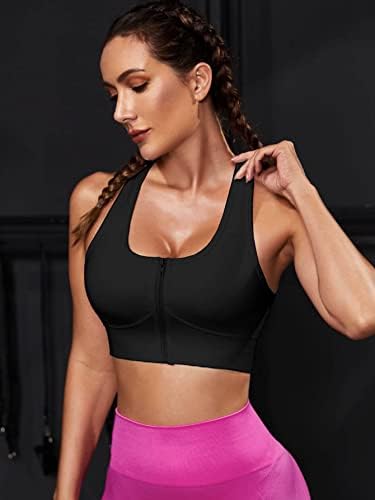 Women'sенски Crisscross Women's Crisscross Back Zip Up Sports Bra Truickuring Yoga Bra