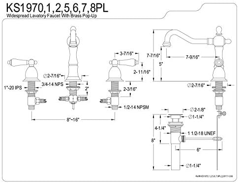 Nuvo ES1972pl Елементи на дизајн Балтимор 2 рачка 8 до 14 Распространета тапа за лавална тапа со месинг, 7-1/2 , полиран месинг