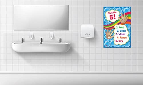 Безбедносните Магнети Ми Даваат 5 Постер За Миење Раце-Ламиниран, 12 х 18 инчи - Знак За Миење Раце За Деца-Здравствен Постер За Хигиена
