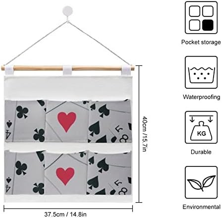 Покер Карти За Играње Ѕиден Плакар Висечка Торба За Складирање 6 Џебови Ленен Памук Над Вратата Организаторски Торбички За Спална Соба Бања