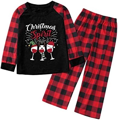 XBKPLO родител-дете облека Среќен Божиќ печатење родител-дете карирано семејство со долги ракави карирани пижами со кои се совпаѓаат