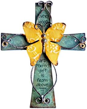 Мелинсам Уникатно Дрвено Распетие Со Антички Метал Декоративна Пеперутка И Инспиративна Молитва Испишана На Крстот