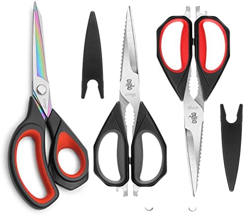 Ножици за жива ткаенина и кујнски ножици - 3 ножици на пакувања тешка цел за готвење занаетчиство за дома