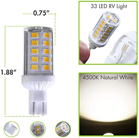 LED LED 4 PACK RV LED светилки 450LM природно бело 4000K T10 921 922 912 33SMD LED-сијалици за замена за RV-светла 10-30V