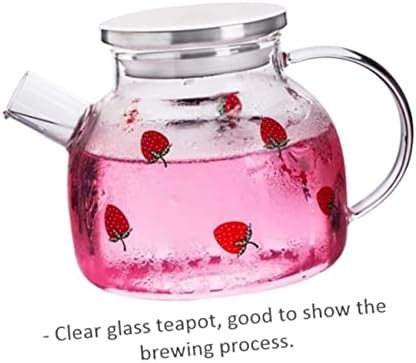 Луксузни јагода ладна пијалак чајник керамички стомна стаклени шишиња со капачиња со капаче со капаци за мерење на чај за пиење на чај од чај