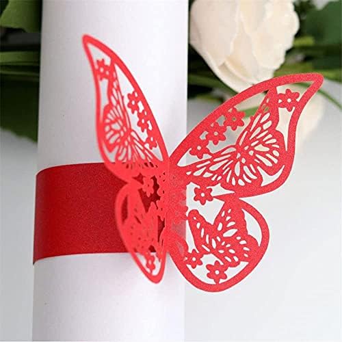 Лаванди 100 парчиња 3Д пеперутка хартија за салфетка прстени за свадби за свадби за украсување на табела за декорација на маса