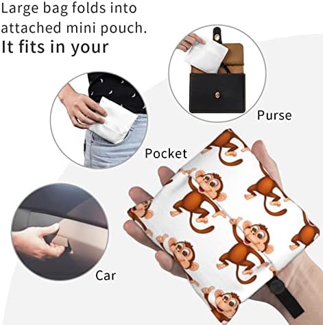 Мајмун торбичка за намирници за еднократна употреба голема преклопување на еко пријателски најлон, тешка должност се вклопува во торба за точки за шопинг во џеб