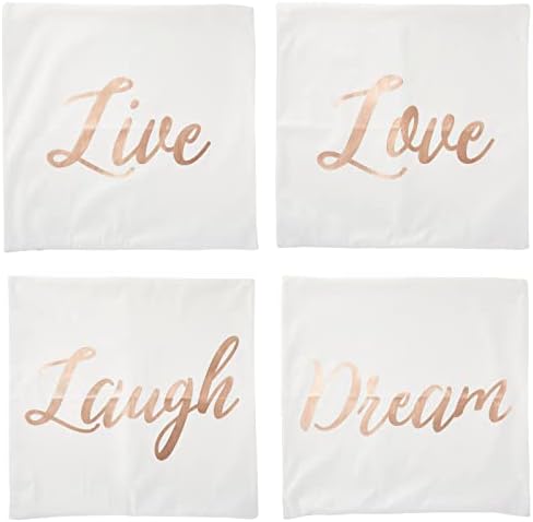 Јувале сет од 4 розови златни капаци за фрлање перници, во живо на смеа Loveубов Декоративни случаи за дома, дневна соба