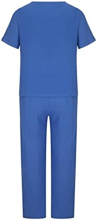 Кралски сини панталони сетови за дами есен летен постелнина салон права нога основни панталони поставува тинејџерска девојка копче облека