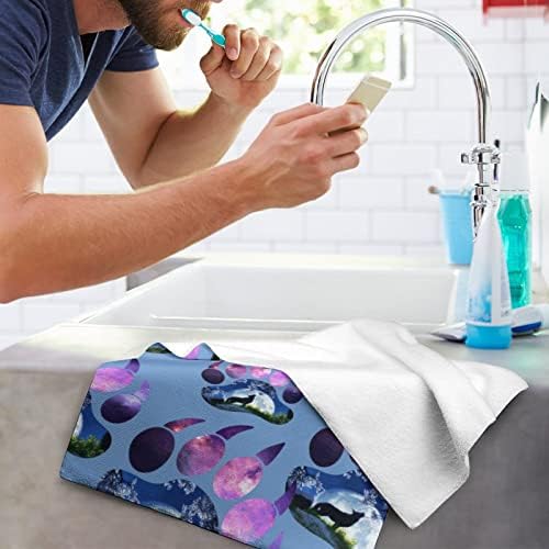 Galaxy Wolf Moon Face Face Prine Premium Priems Washcloth Clath за хотелска бањата и бањата