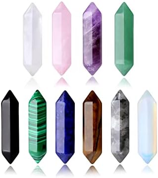 10 парчиња лековити кристали Стоунс поставува природен аметист роза кварц чист кварц тигар око Реики скапоцени камења најголемиот дел