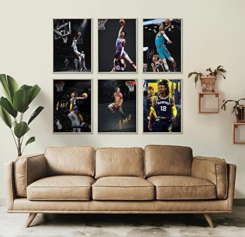 Ja morant dunk постер инспиративни кошаркарски комплети од 6 за соба естетска млада уметност слика платно платно wallидна уметност